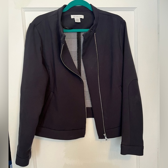 Liz Claiborne Jackets & Blazers - Liz Claiborne Navy Asymmetrical Zip Moto Jacket Blazer Size Large